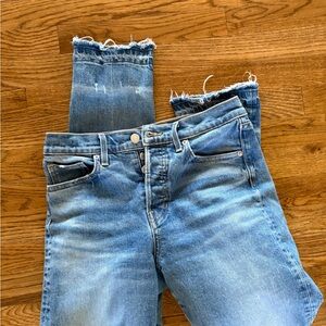 Veronica Beard Light Blue High-Rise Straight Crop Jeans